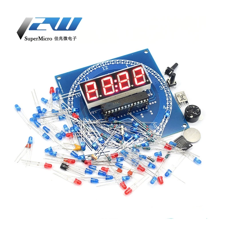 Светодиодный Будильник вращающиеся электронные часы DIY Kit светильник контроль