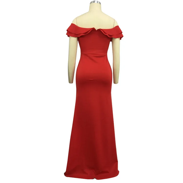 Женское вечернее платье vestidos vestido, длинное платье, сексуальные вечерние платья размера плюс, женские платья с оборками, с открытыми плечами