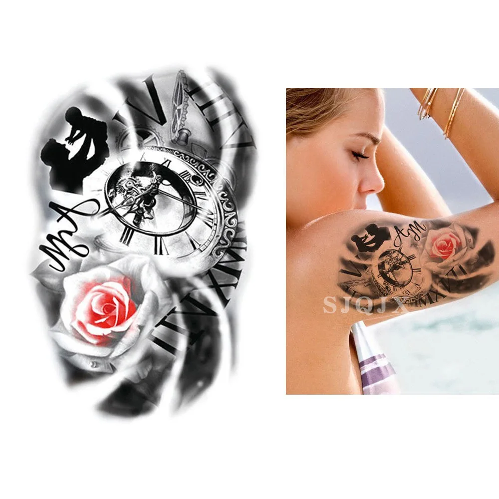 Маленькая временная татуировка на руку наклейки цвета цветка дракона черные