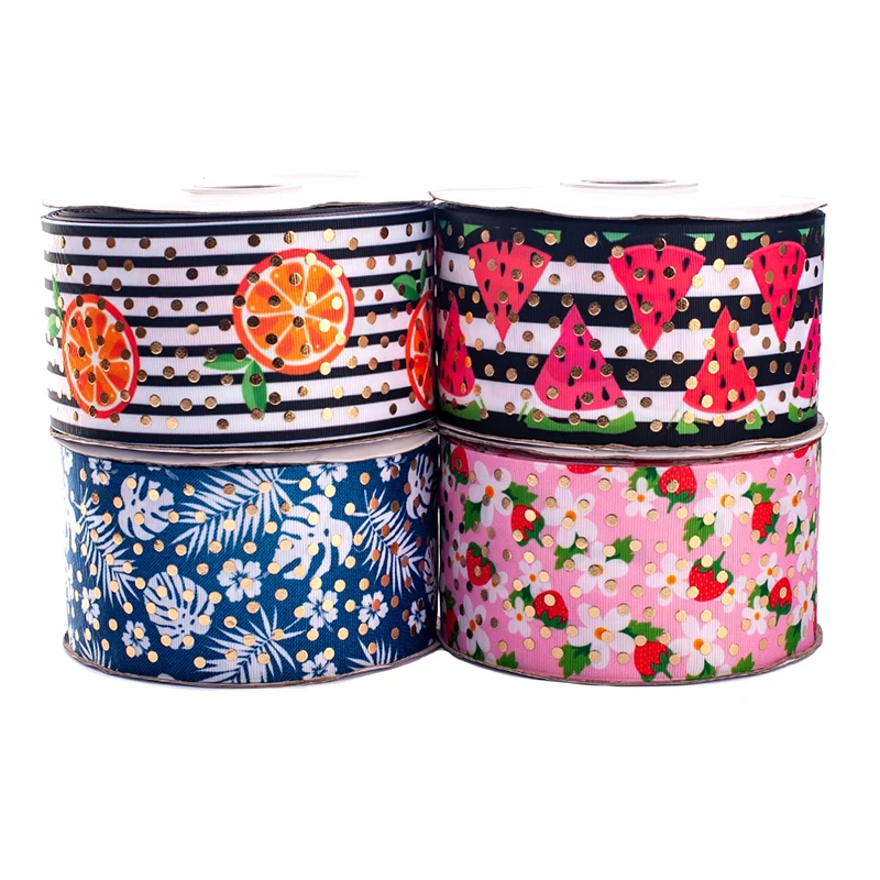 Золотая фольга для фруктов клубники ананаса арбуза 2 ярда 75 мм корсажная лента с