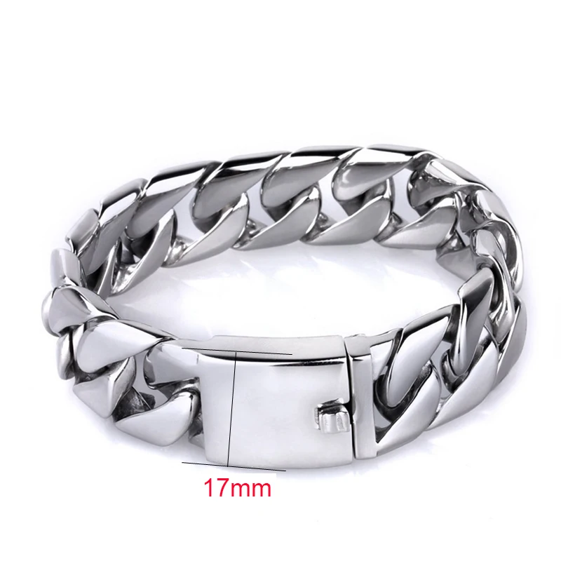 17mm width Kalen, высокое качество, 316, нержавеющая сталь, Италия, золотистый браслет, мужской, тяжелый, массивный, звено, цепочка, браслет, модное ювелирное изделие, подарки - Окраска металла: 17mm width