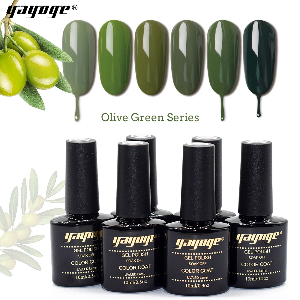 YAYOGE 10 мл Гель лак 6 цветов оливково зеленая серия полуперманентный верхний слой