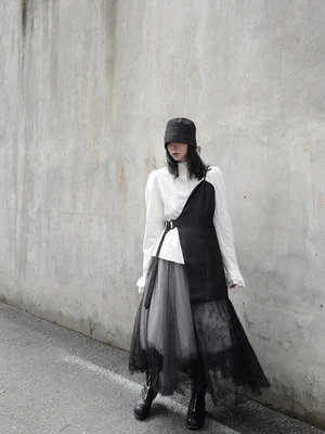 Нишевый дизайнерский темно-готический черный жилет магазин Модный женский