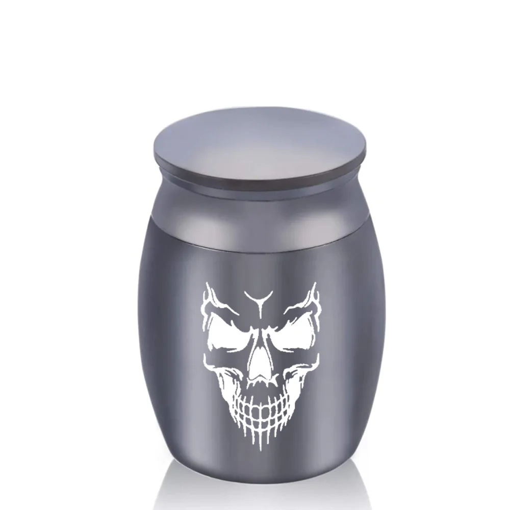 Гравировка в форме черепа лица маленькие ранцы коробка из алюминиевого сплава