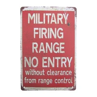 metal military firing range warning sign vintage tin man cave garage wall decor 12x8
