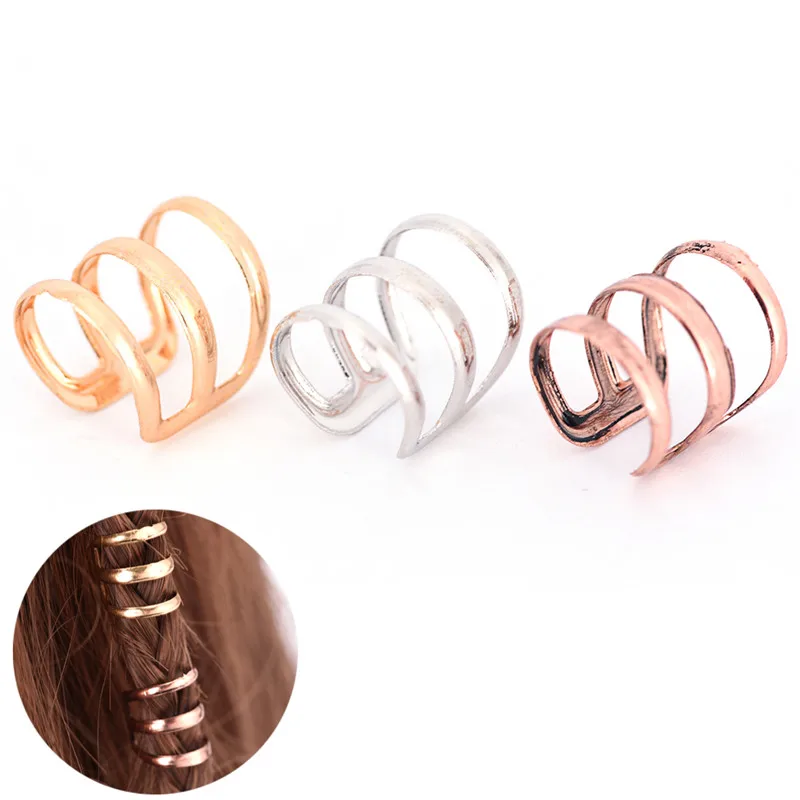 

2 PCS Adjustable Braid Cuff Clips Dreadlock Beads Tube Ring For Braids Hair Beads