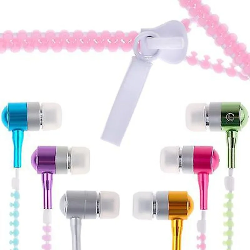 

SLILE Fashion Luminous Glow In The Dark in-ear Metal Wired Earphone With Mic Bright Zipper Earphone Handsfree Stereo earphones