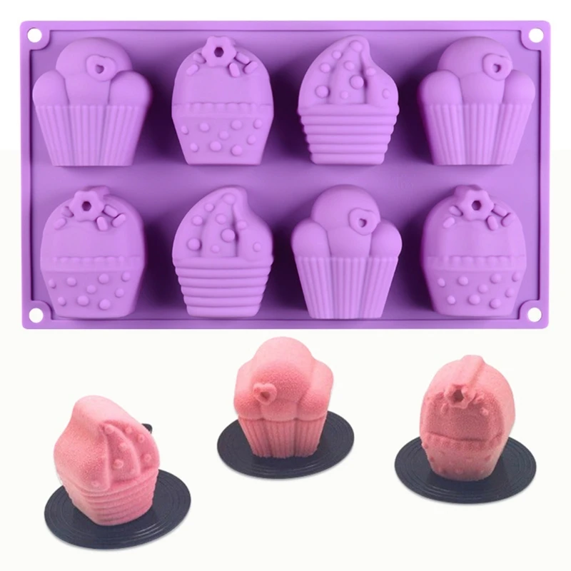 

8 Cavity Silicone Mold for Baking Chocolate Mousse Cake Ice Cream French Dessert Pastry Mould 3D Decorating Tools