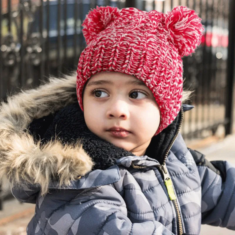 Новая зимняя шапка для мальчиков и девочек вязаные шапки бини из толстой ткани