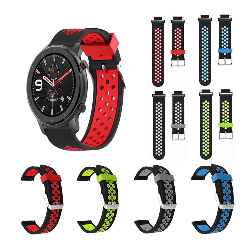 Проветриваемый силиконовый ремешок для Huami AMAZFIT GTR 47 мм, ремешок для умных часов, сменный мужской Т-образный спортивный мягкий браслет для женщин и мужчин 19Aug