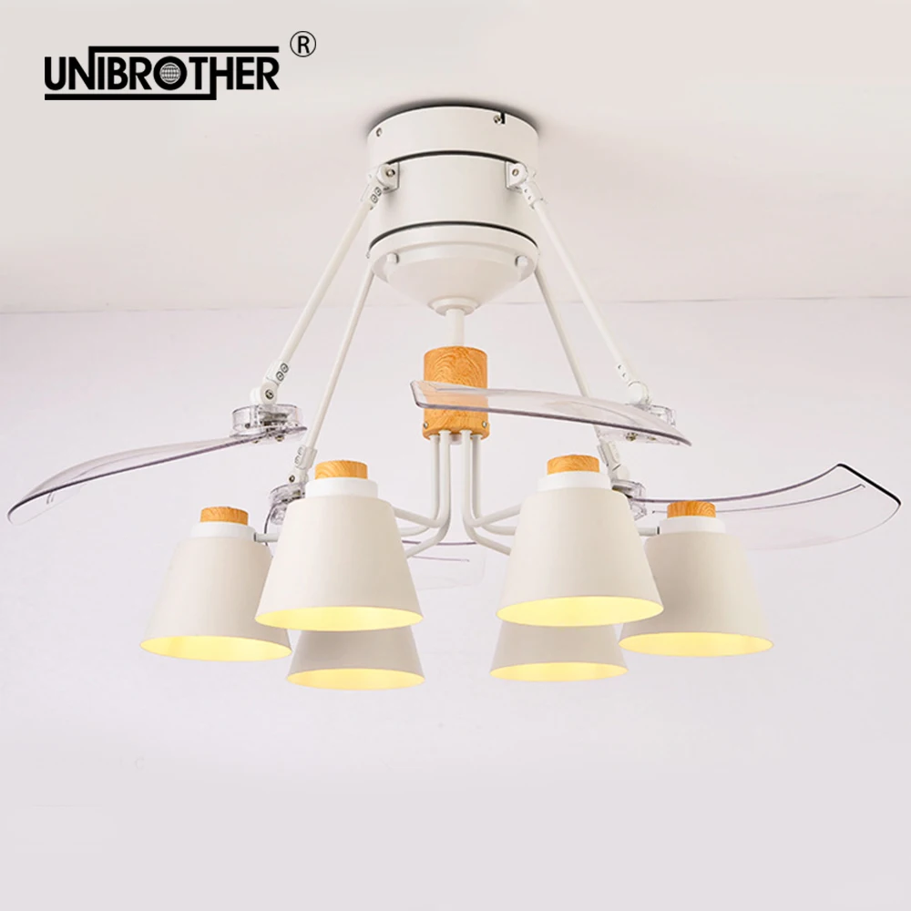 Макарон 48 дюймов потолочный вентилятор с светильник Невидимый Mute затемняя