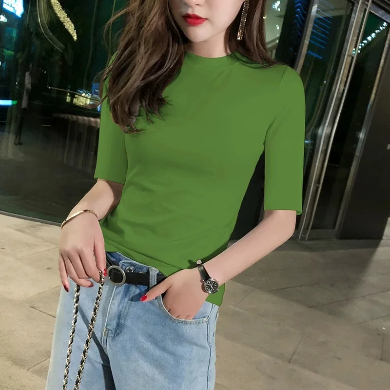 

T-Shirt Women Short Sleeves Shirt 100% Cotton Awesome Femme white Summer Top