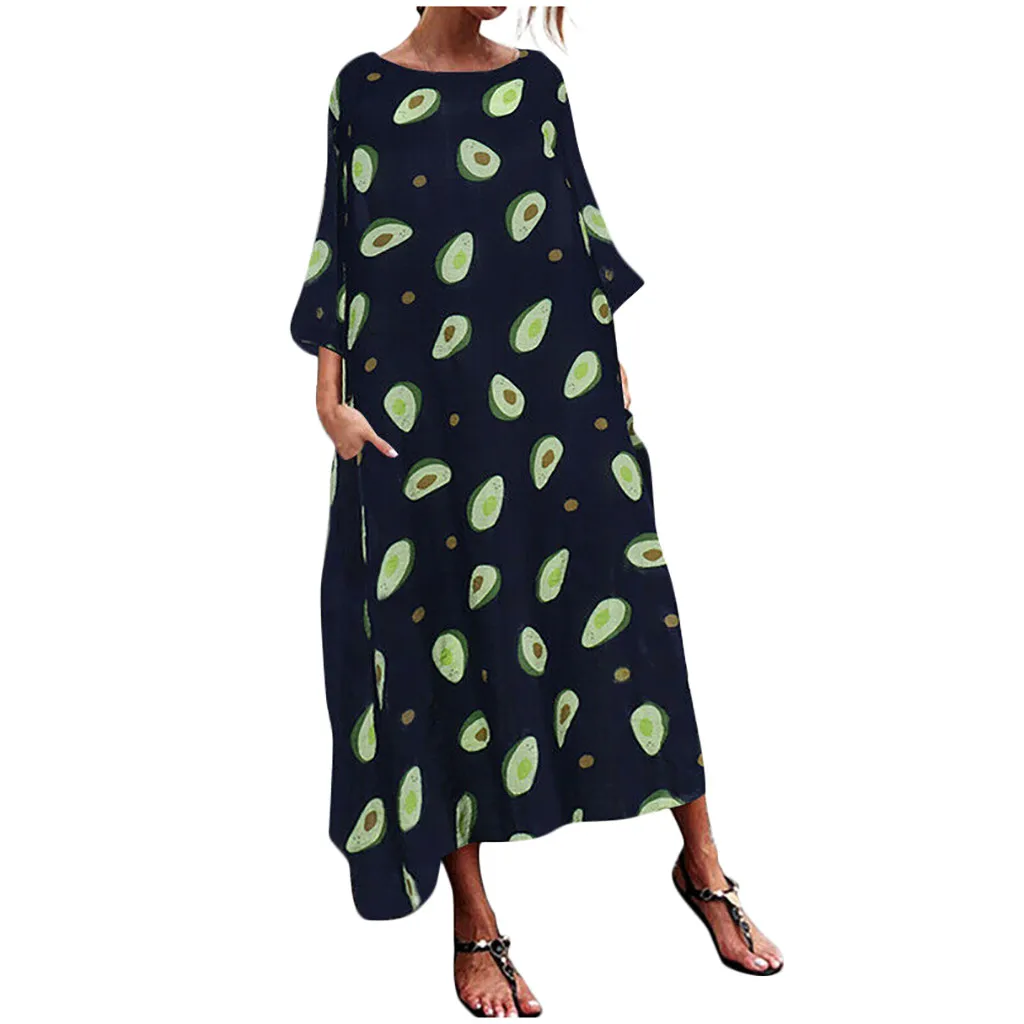 Новинка модное женское осеннее платье Повседневное с круглым вырезом принтом