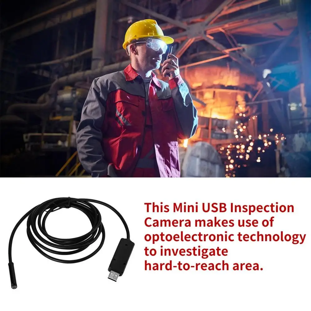 7 мм водонепроницаемый USB бороскоп 2-15 м IP67 6 светодиодный 30MP трубчатый эндоскоп для ПК