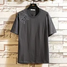 Модная Повседневная футболка с короткими рукавами и круглым вырезом; Цвет черный, белый; Мужская хлопковая летняя одежда 2022 года; Футболки; Футболка больших размеров; M-5XL