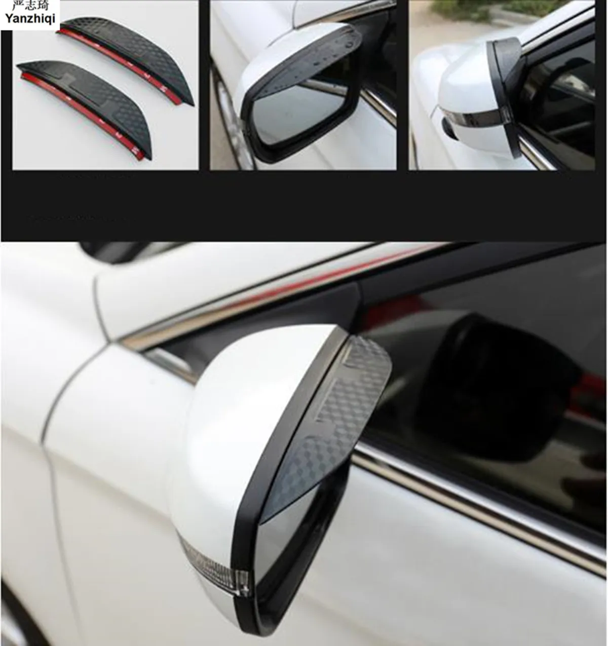 

Free shipping Acrylic carbon fiber pattern rearview mirror reflector eyebrow rain car stickers for 2006-2017 Volkswagen VW POLO