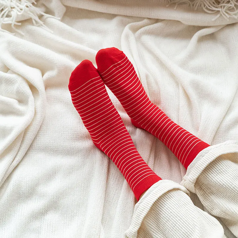 Новинка 2020 женские носки в клетку и полоску удобные стиле Харадзюку красного