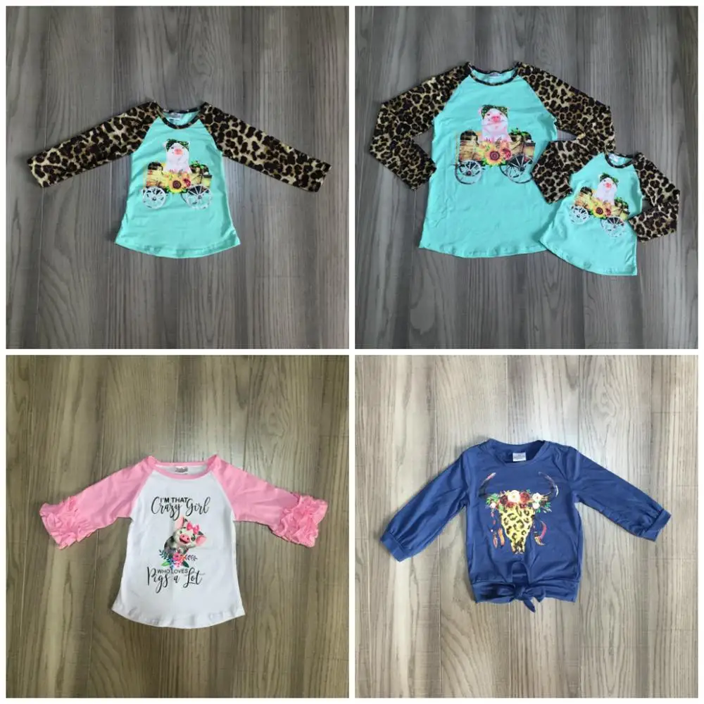 Осенне зимние хлопковые футболки для маленьких девочек с рукавами леденцами