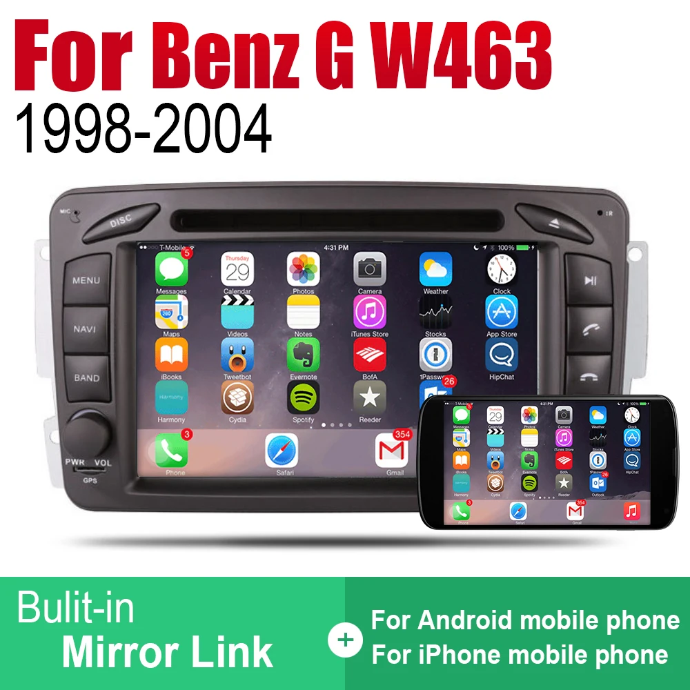 Авторадио 2 Din Автомобильный dvd плеер на основе Android для Mercedes Benz G W463 1998 ~ 2004 NTG GPS
