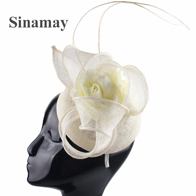 

4-Layer Sinamay Wedding Headpiece Women Fasciantor Hat Mesh Headwear Hairpin Bride Elegant Cocktail Millinery Cap Hair Accessory