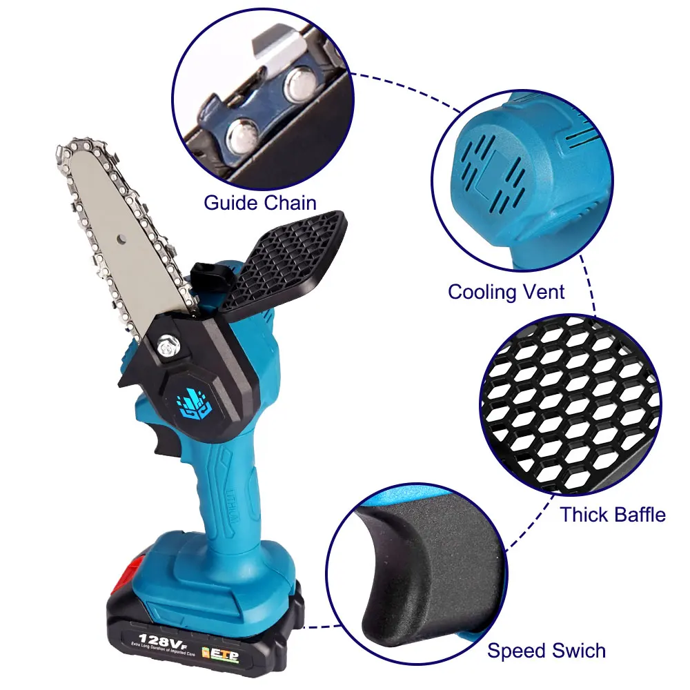 Беспроводная электрическая мини-пила для обрезки бензопилы 20 в 1000 Вт 4 дюйма