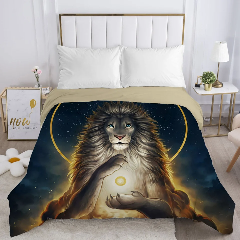 

Meditating lion Duvet cover Double/Queen/King/220x240 for 90/135/150 Bed 3D Comforter/Quilt/Blanket Cover with Zipper Bedding
