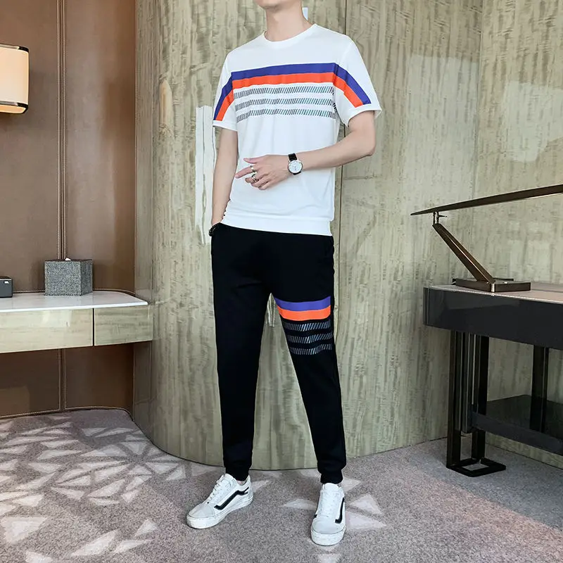 

Foreign style new 2021 summer quick-drying ice silk men's summer dating casual suit Korean style Joker handsome clothes