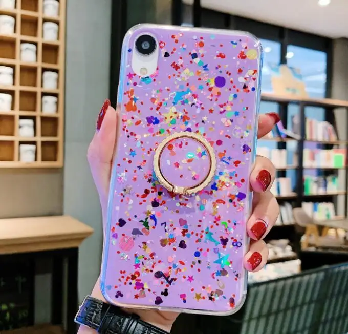 purple Блестящее кольцо с блестками для huawei P30 Pro, чехол для huawei P20 Lite mate 20 pro Y9 Y7 Honor 20 Pro10I, задняя крышка для телефона - Цвет: purple