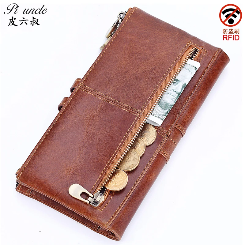 Длинный кошелек из натуральной кожи для мужчин брендовая дорожная Обложка