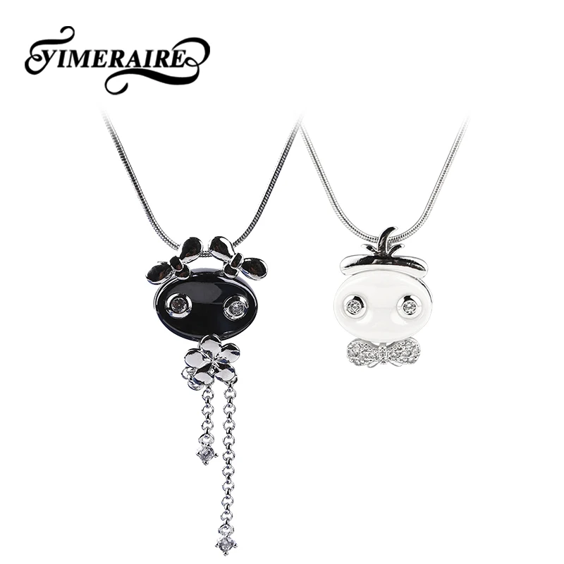 Новинка 2018 милая керамическая кукольная подвеска ожерелье с кристаллами
