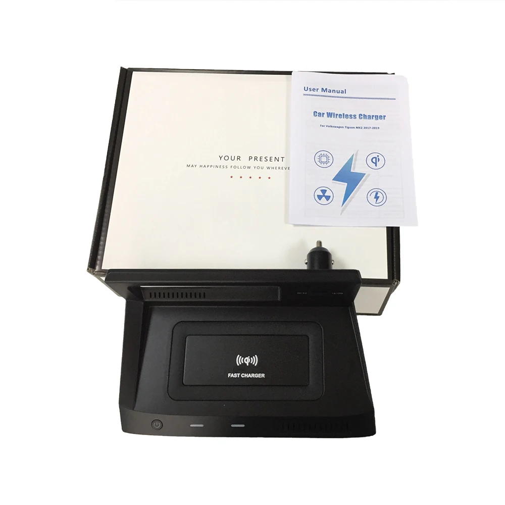 car wireless charger for volkswagen tiguan mk2 2017 cableless charging board phone holder for iphone 12 qi fast charge plate free global shipping