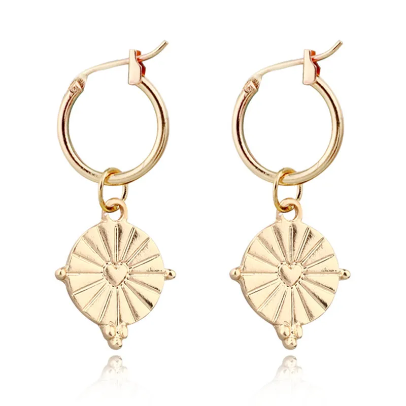 1 пара винтажные круглые серьги в форме сердца из сплава маленькие кольца для