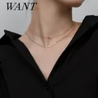 Женское Ожерелье WANTME из стерлингового серебра 925 пробы, изящное ожерелье с двойными звеньями из бусин