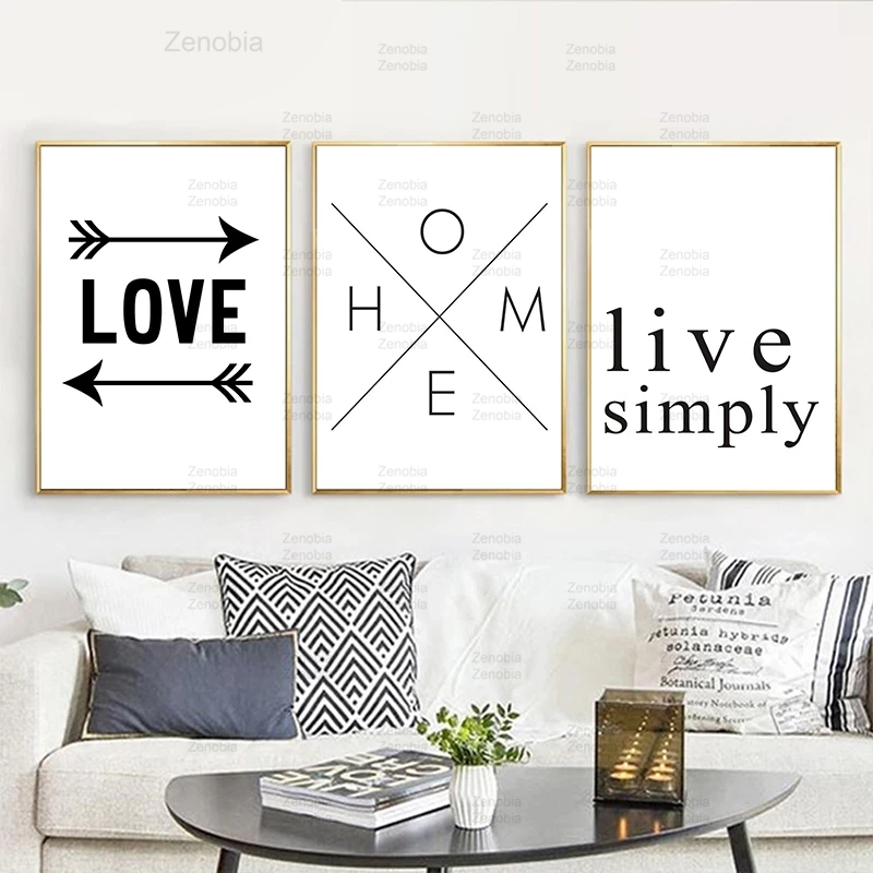 Скандинавская простая Картина на холсте Черно белая любовь жизнь вдохновляющее