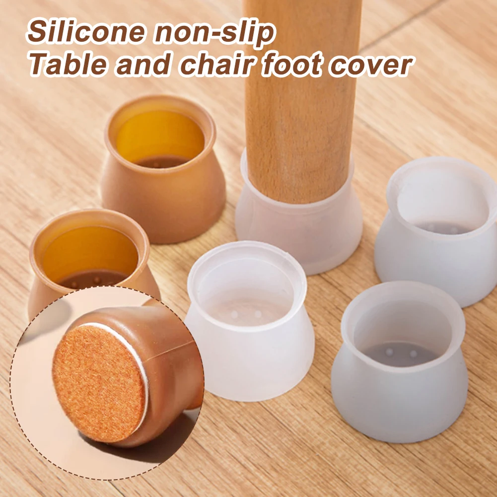

4/8/16Pcs Silicone Table Chair Leg Cover Felt Cap Pad Tension Anti-slip No Niose Furniture Feet Anti-Scratch 4Colors Household