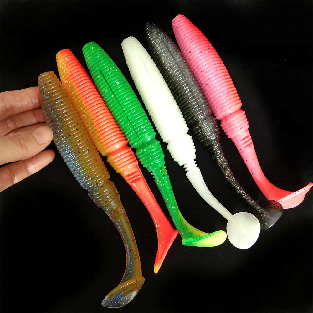 

Noeby 9pcs 17cm 40g Soft Lures T Tail Jigging Fishing Lures Wobblers Tackle Double Color Bass Pike Aritificial Silicone Swimbait