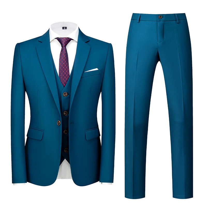 

(Jacket+Vest+Pants) 2021 Slim Male Blazer Wedding Groom Tuxedos Men Suit Mens Suits Three Piece Jacket Pants Vest Fast Delivery