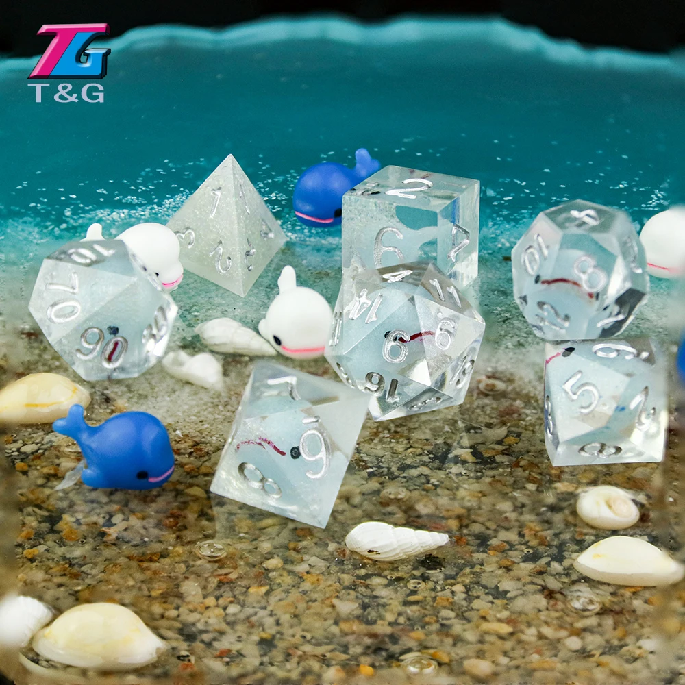 Прекрасный океан тема острый край многогранные кости набор 7 шт./компл. D4 D20 с DND RPG