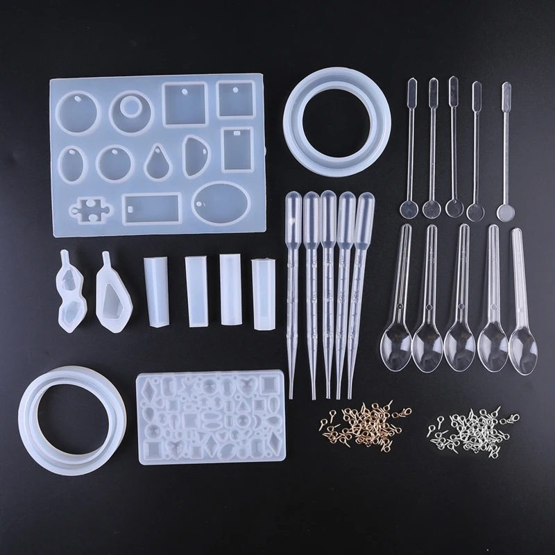 

Free shipping DIY Casting Pendant Mold Tools Set Jewelry Craft Making Silicone Epoxy Molds UV Resin Accessories 50PE