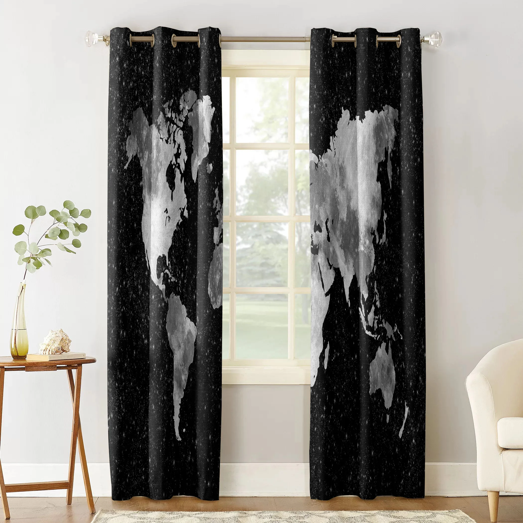 Оконные шторы с картой мира занавески для гостиной кухни Современный домашний