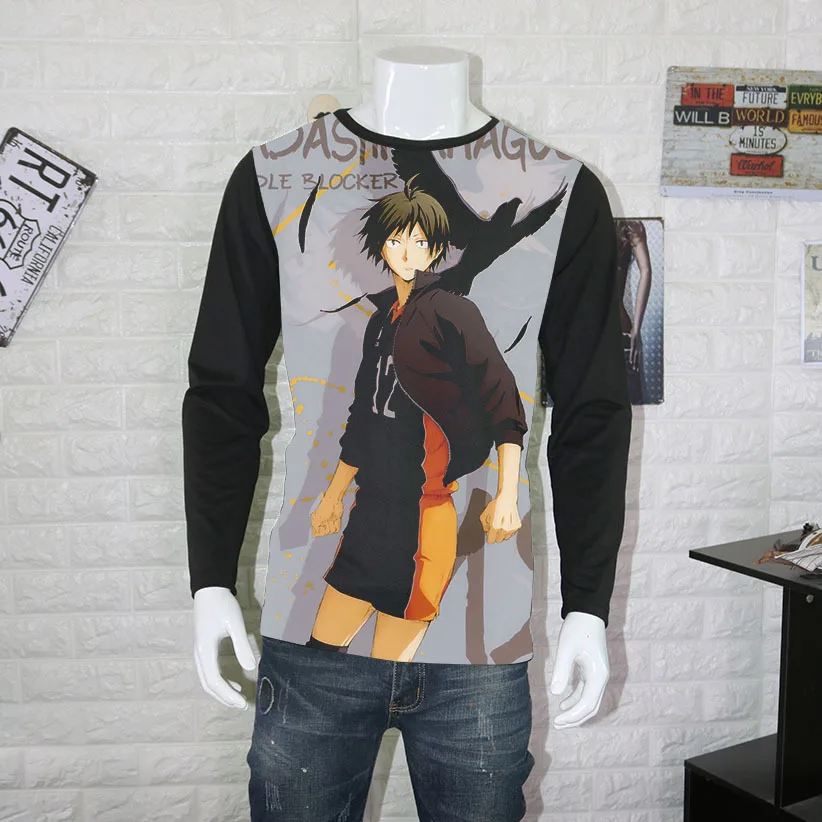 Косплей длинный рукав Haikyuu kageyama tobio Футболка мужская Аниме длинная футболка топы