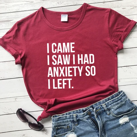Я пришел, я увидел, что я беспокоился, так что я оставил футболку, забавная футболка с отворотом, Милая женская хипстерская футболка из карантина, Топ