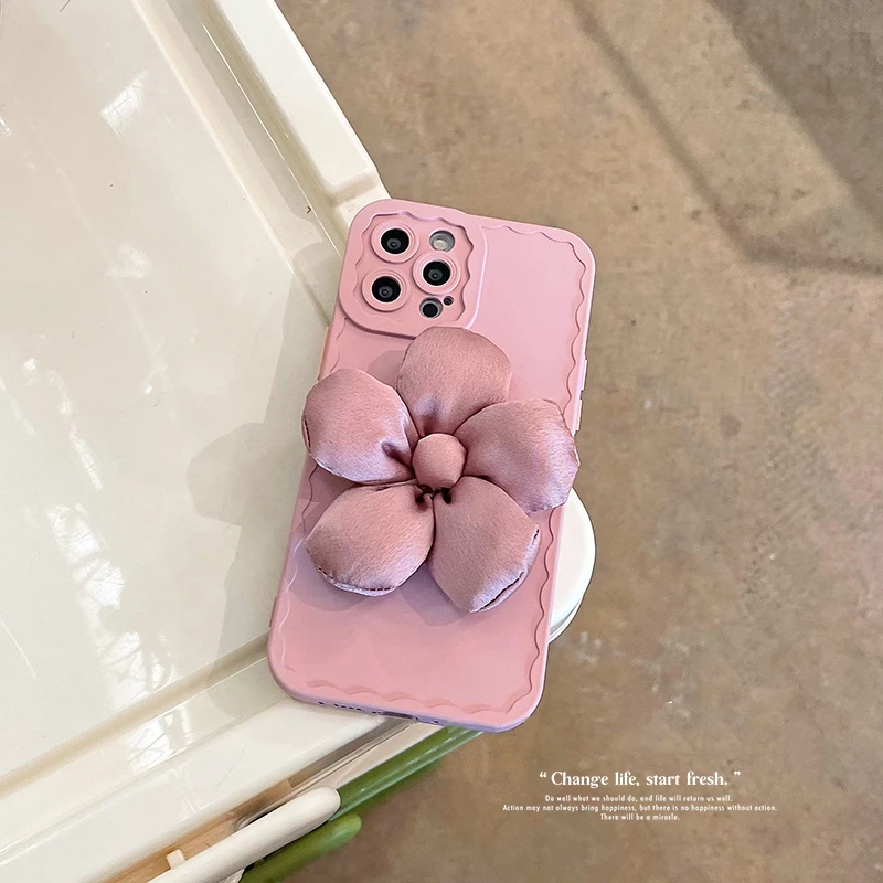 Роскошный розовый чехол для телефона с 3D цветами iPhone 13 11 12 Pro Max X Xs XR милый объектив