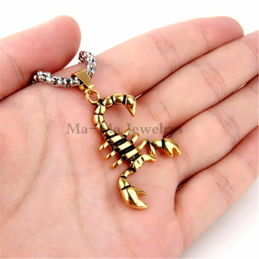

Rock Men's Pendant Gold Stainless Steel Animal Scorpion Pendant Necklace Cool Hip Hop Chain Accessories Gifts Jewelry