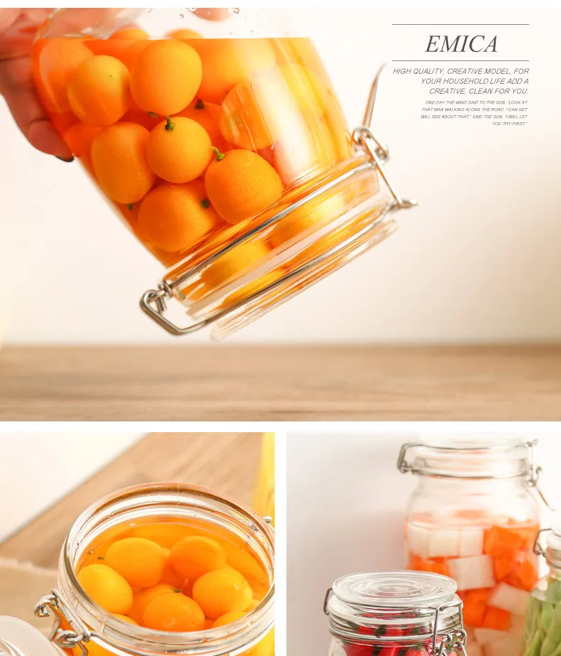 500ml-2000 мл, прозрачный стеклянный герметичный резервуар для кухни, разное зерно, фрукты, варенья, чайник для хранения листьев