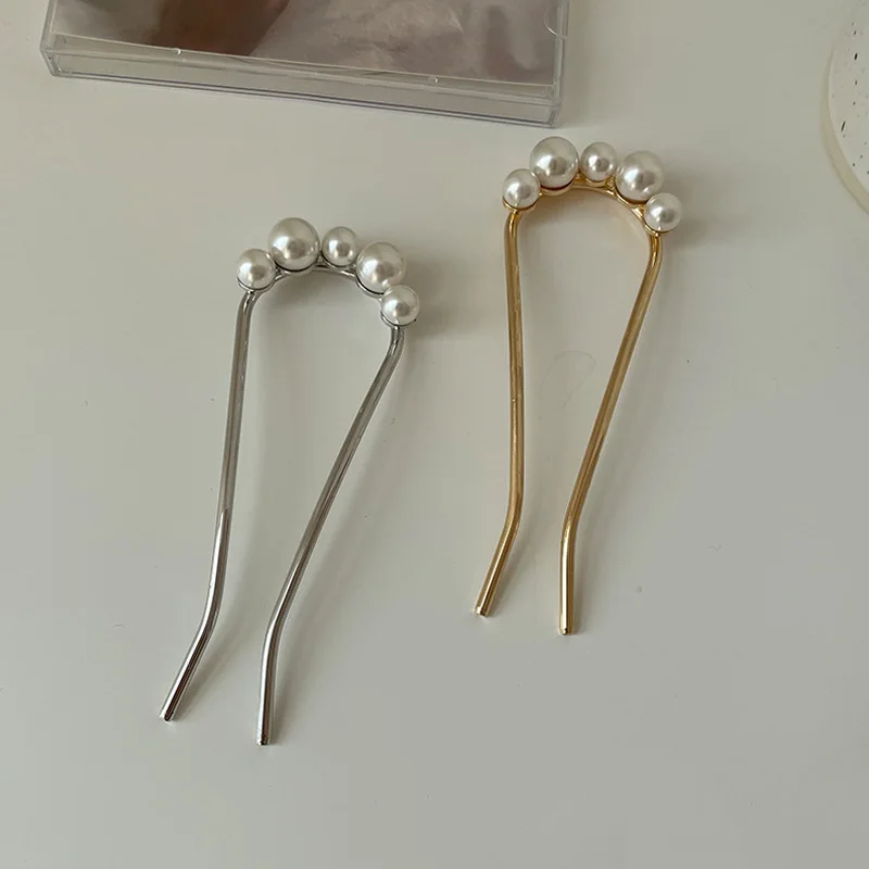 

Fairy Pearl Hairpin Female Hair Stick Female Pearl U Shaped Hair Clip Elegant Hair Accessories Headdress Girls Headwear
