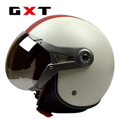 

GXT Genuine Leather Vintage Retro 3/4 T Vintage Scooter Chopper Motorcycle Helmet Capacete Cascosopen Face Moto Helmets