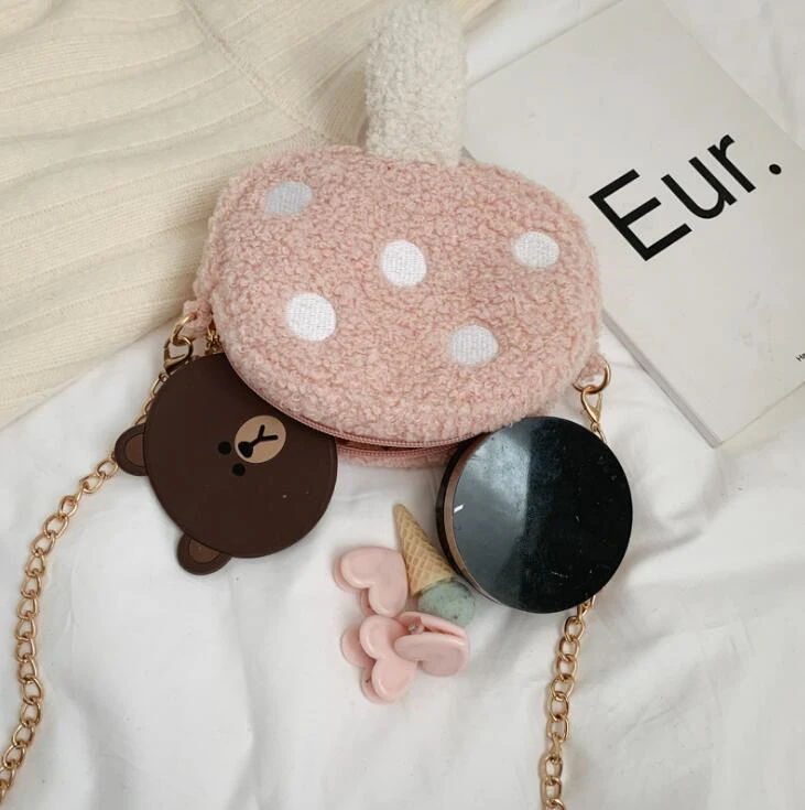 Милые плюшевые сумки через плечо для женщин модная прочная мини сумка мобильного