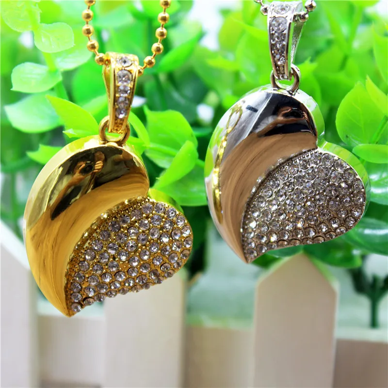 TEXT ME beautiful real capacity Gold silver crystal heart love usb 2.0 flash drive4GB 8GB 16GB 32GB pendrive gift U disk | Компьютеры и