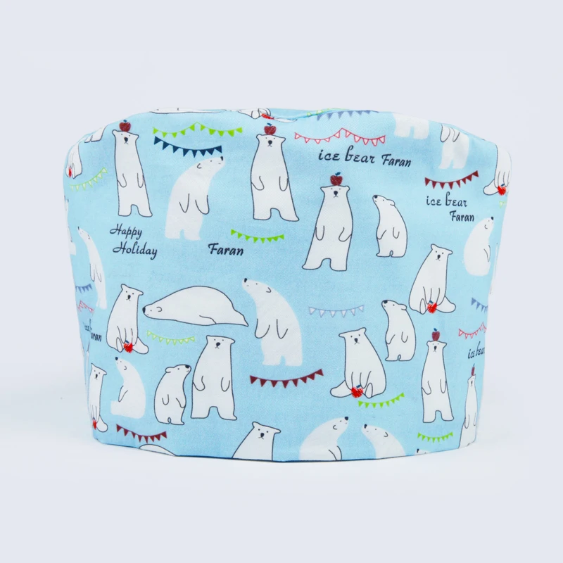 Полярный медведь печать дышащая шляпа скрабы cap lab регулируемая Pet забота салон